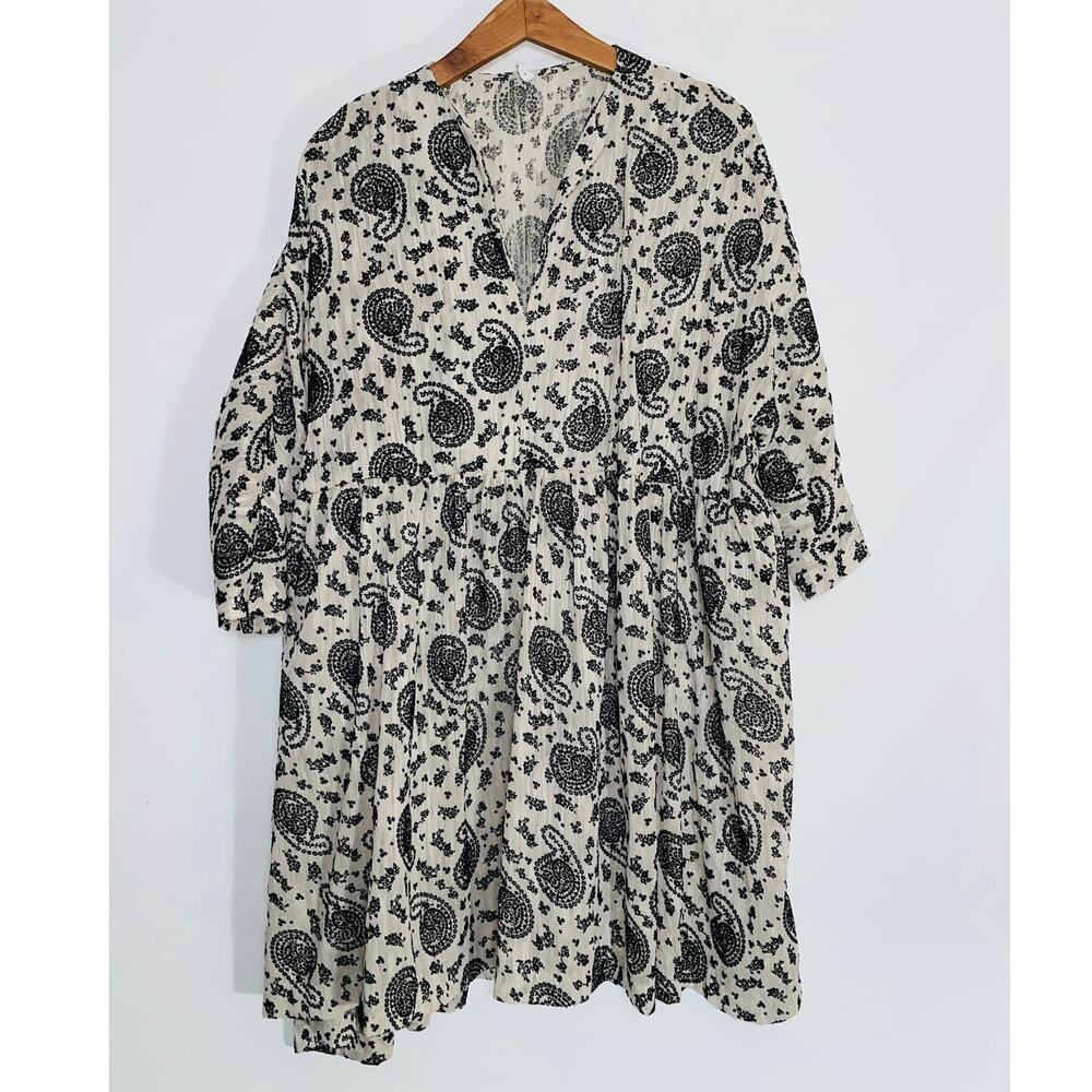 HG Summer Dress - Empire Waist, Loose Fitting, 3/4 Sleeves - Velvet‎ Embossed